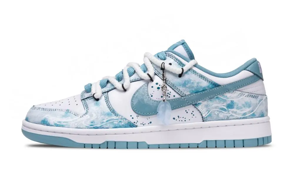 Nike Dunk Black Hole Product, Jade Sea Pale Dragon Abrasion Resistant Low Top Skateboard Shoes Unisex Blue White
