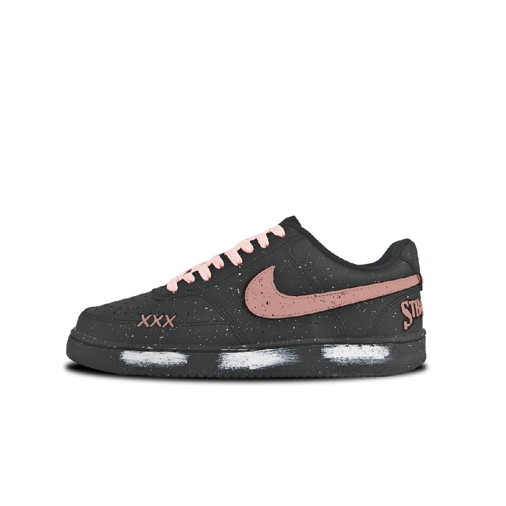 Nike Court Vision Anti-Slip Wear-Resistant Low-Top Skateboard Shoes Unisex Black Pink