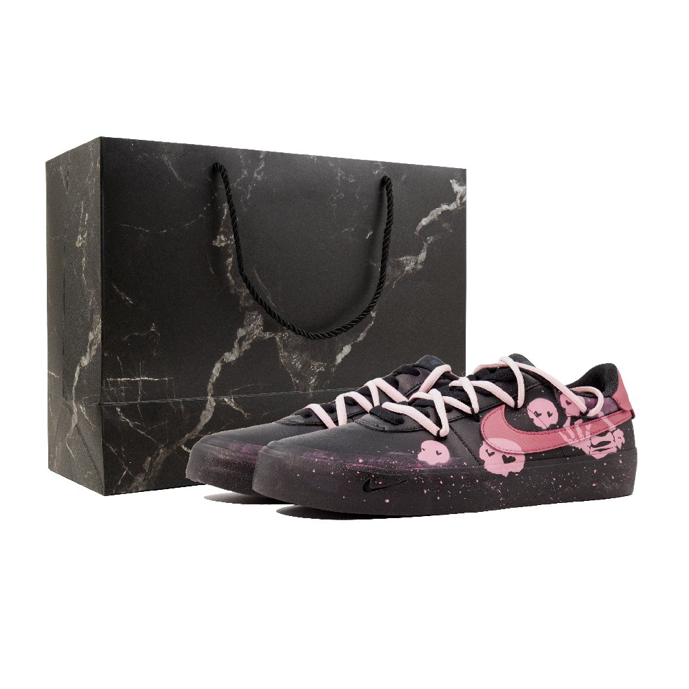 Nike Court Shot Low Top Skateboard Shoes Men's Black Pink