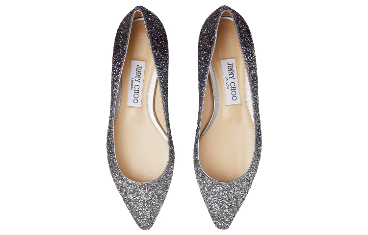 Jimmy Choo ROMY Flat Zhou Yangjie Casual Single Shoes Women's Charcoal Gray Gradient