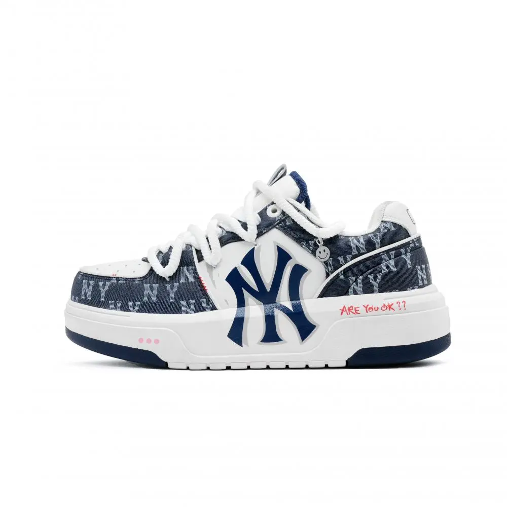 MLB Chunky Liner Anti Slip Wear Resistant Low Top Skateboard Shoes Unisex Blue White