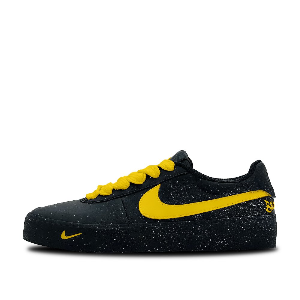 Nike Court Shot Yellow Star Rhythm Abrasion Resistant Low Top Skateboard Shoes Men's Black Yellow
