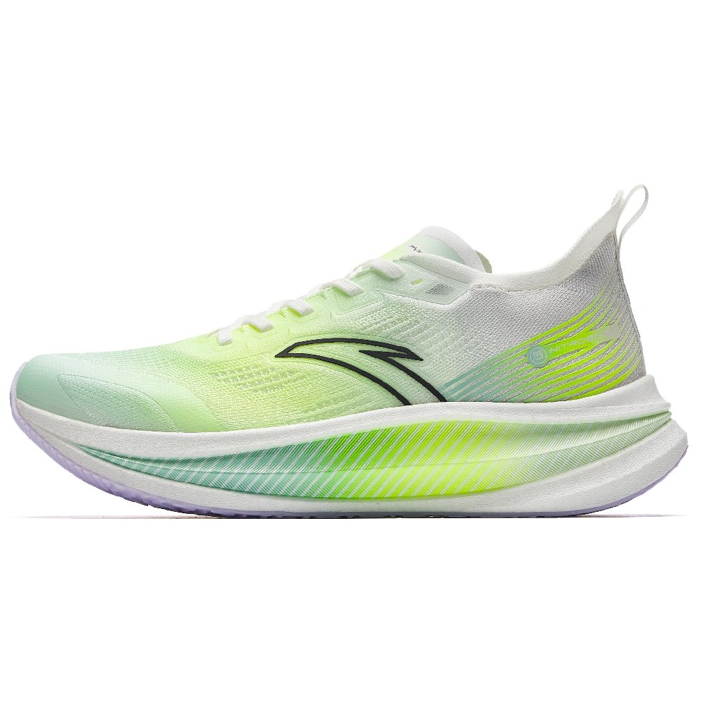 Anta Cushioning Abrasion Resistant Breathable Low Top Full Length Carbon Plate Running Shoes Men's White Green