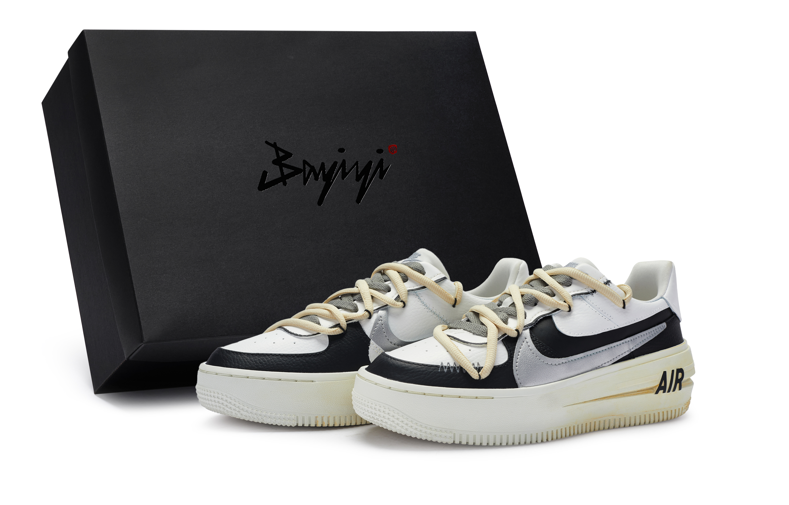 Nike Air Force 1 811 Manufacture Misty Special Shoe Box Low-Top Skateboard Shoes Women's Black White Silver