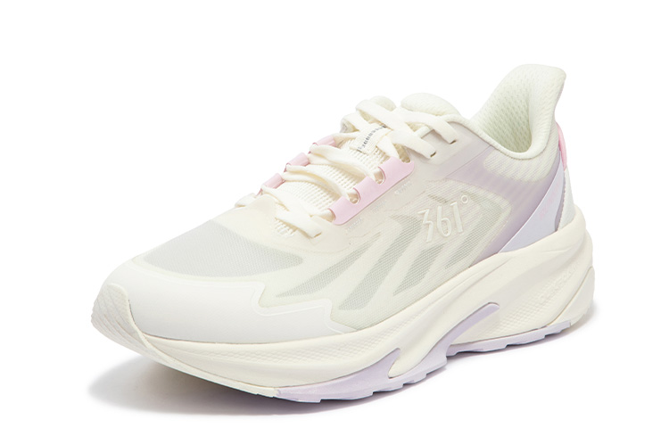 361° Riding Mountain Cushioning, Slip Resistant, And Abrasion Resistant Low Top Running Shoes Women's White Purple