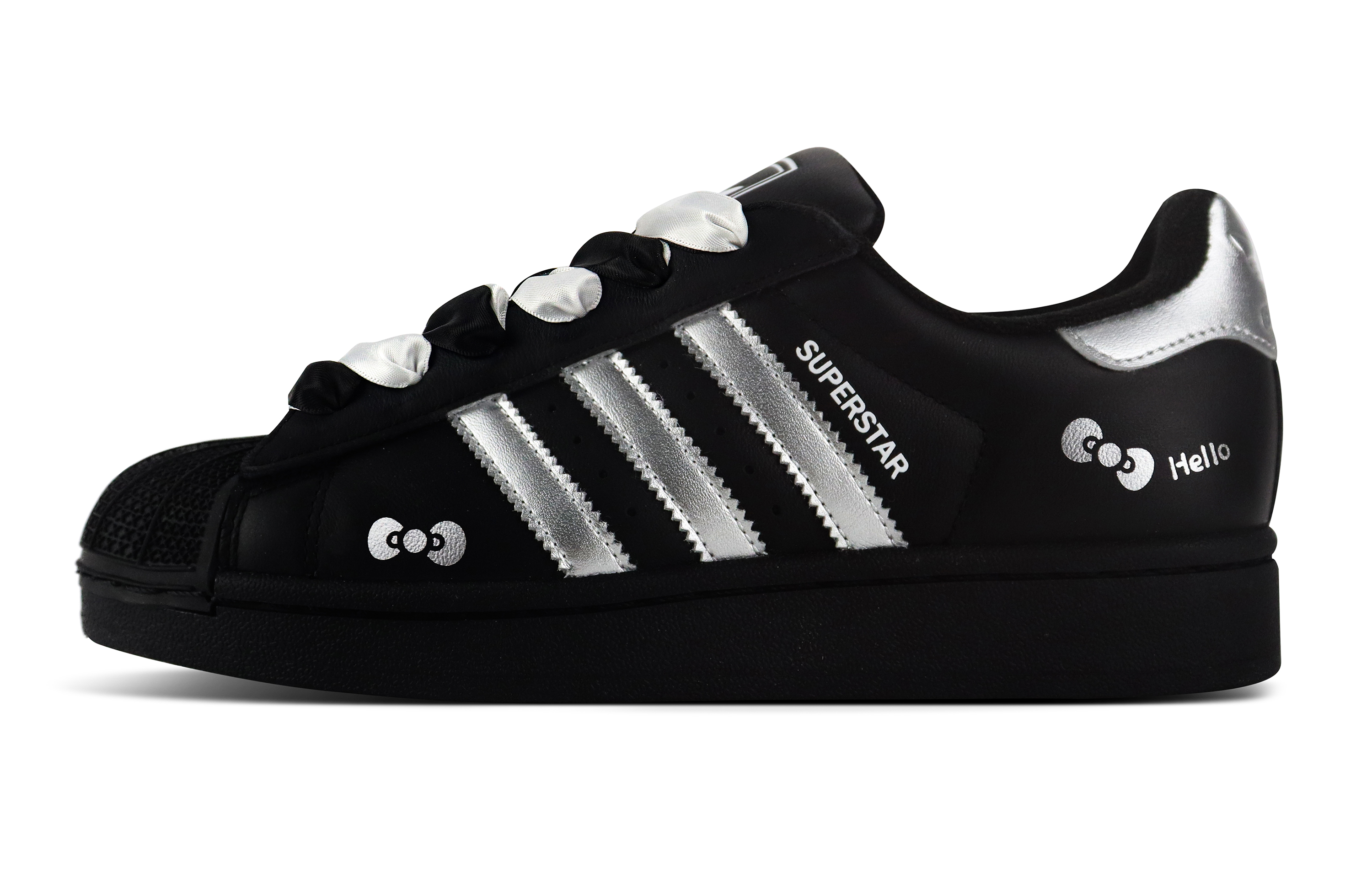 Adidas Originals Superstar 2 Abrasion Resistant Low Top Skateboard Shoes Unisex Black Silver