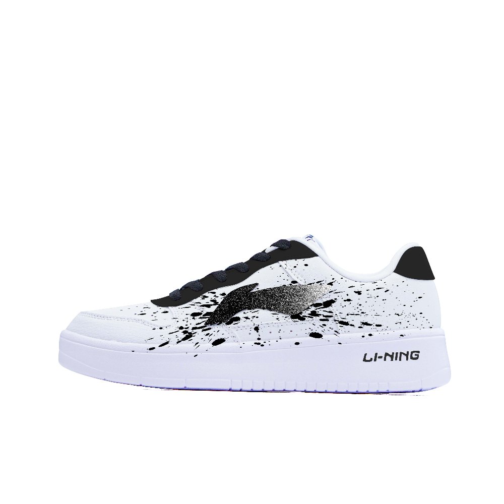 LiNing Pontoon Boats Slip Resistant, Abrasion Resistant, Breathable Low top Skateboard Shoes Men's Black White