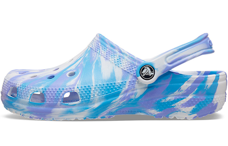 Crocs Classic Clog Marble Beach Sports Unisex White Blue Sandals 'White Blue'