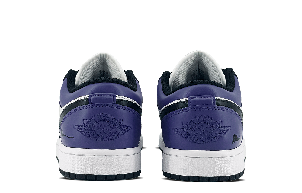 Jordan Air Jordan 1 Cushioning, Wear Resistant Low top Vintage Basketball Shoes Men's Black Purple Toes