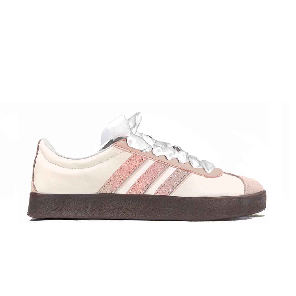 Adidas Neo VL Court 2.0 Free Panda, Snowfall Shock Absorbers Low Top Skateboard Shoes Unisex Pink Brown