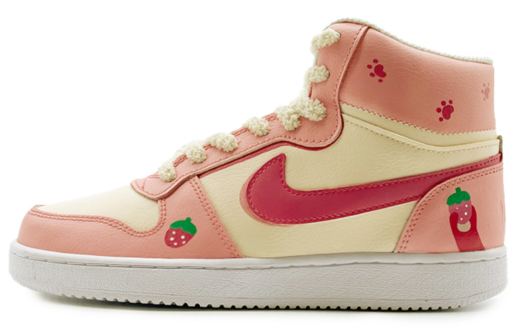 Nike EBERNON Mid High-Top Skateboard Shoes Women's Pink Yellow Red