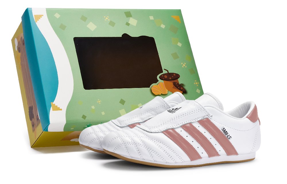 Adidas Originals Taekwondo Anti-Slip And Wear-Resistant Coverage Low-Top Training Shoes Unisex White Meat Powder