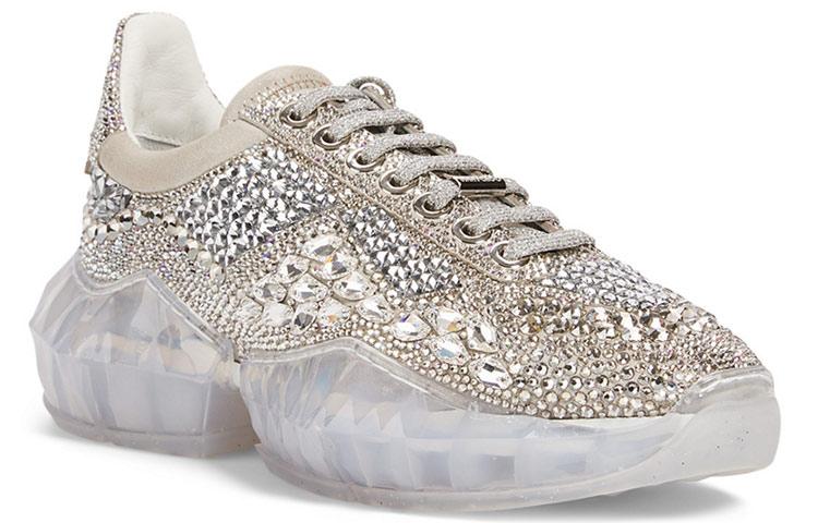 Jimmy Choo Diamond F Low Top Sports Casual Shoes Women's Silver