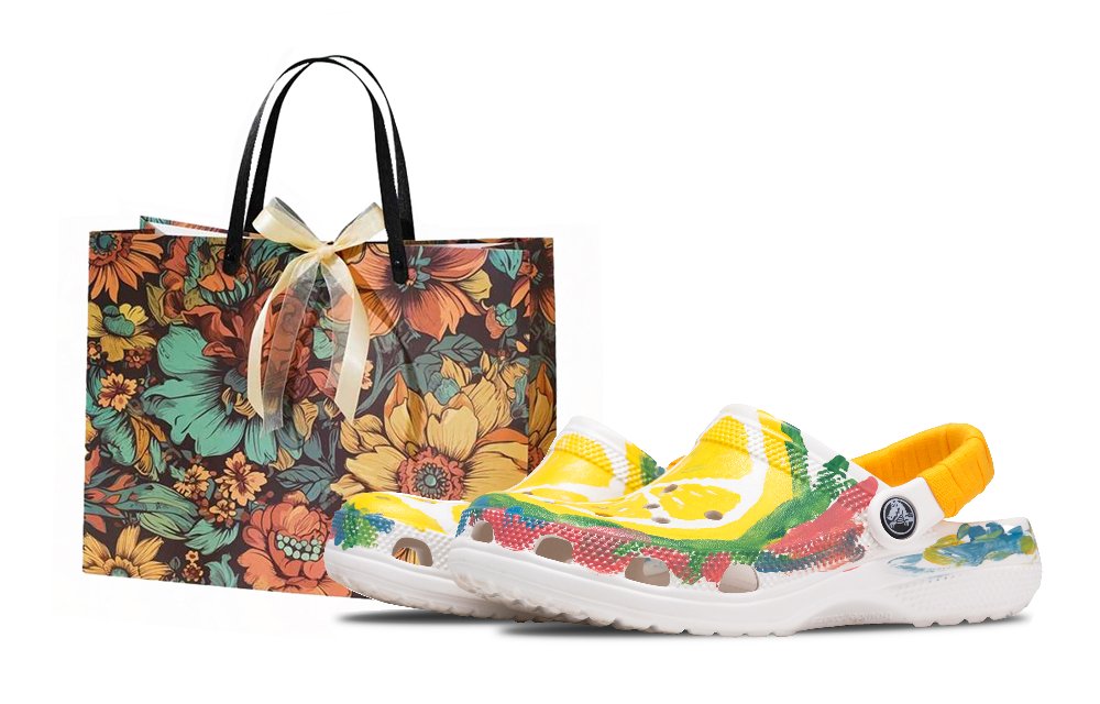 Crocs Classic Clog Funi Summer, Shopping Bag Clogs Unisex Yellow