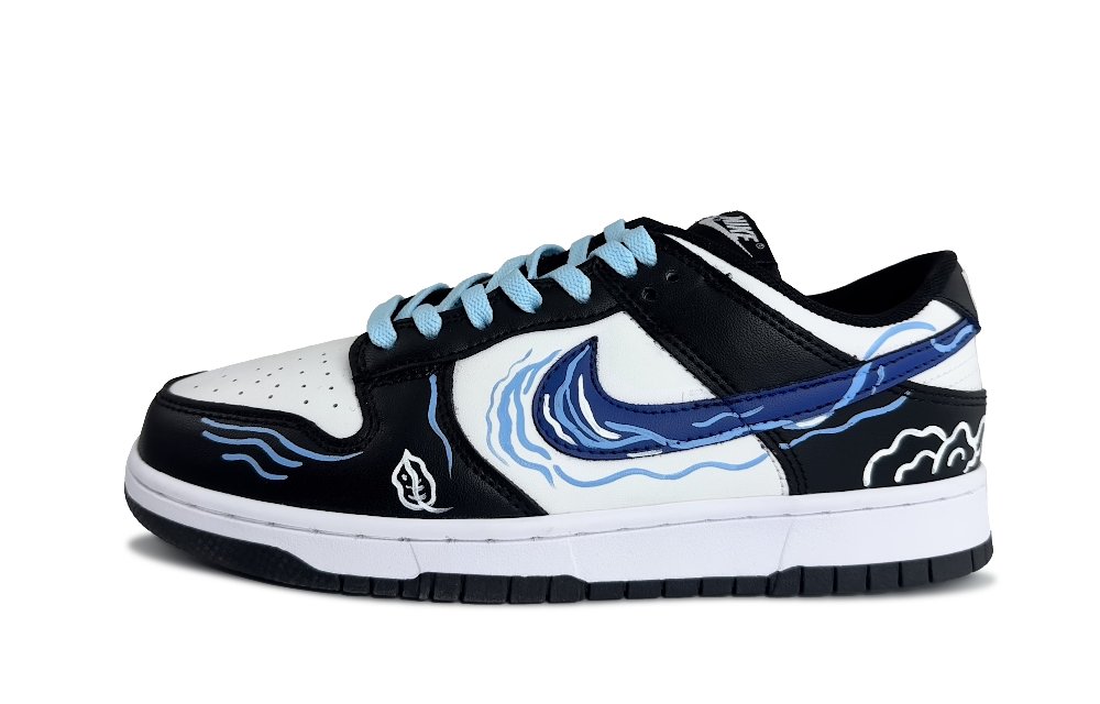 Nike Dunk Wind Rolls Fallen Leaves Abrasion Resistant Low Top Skateboard Shoes Unisex Black Blue