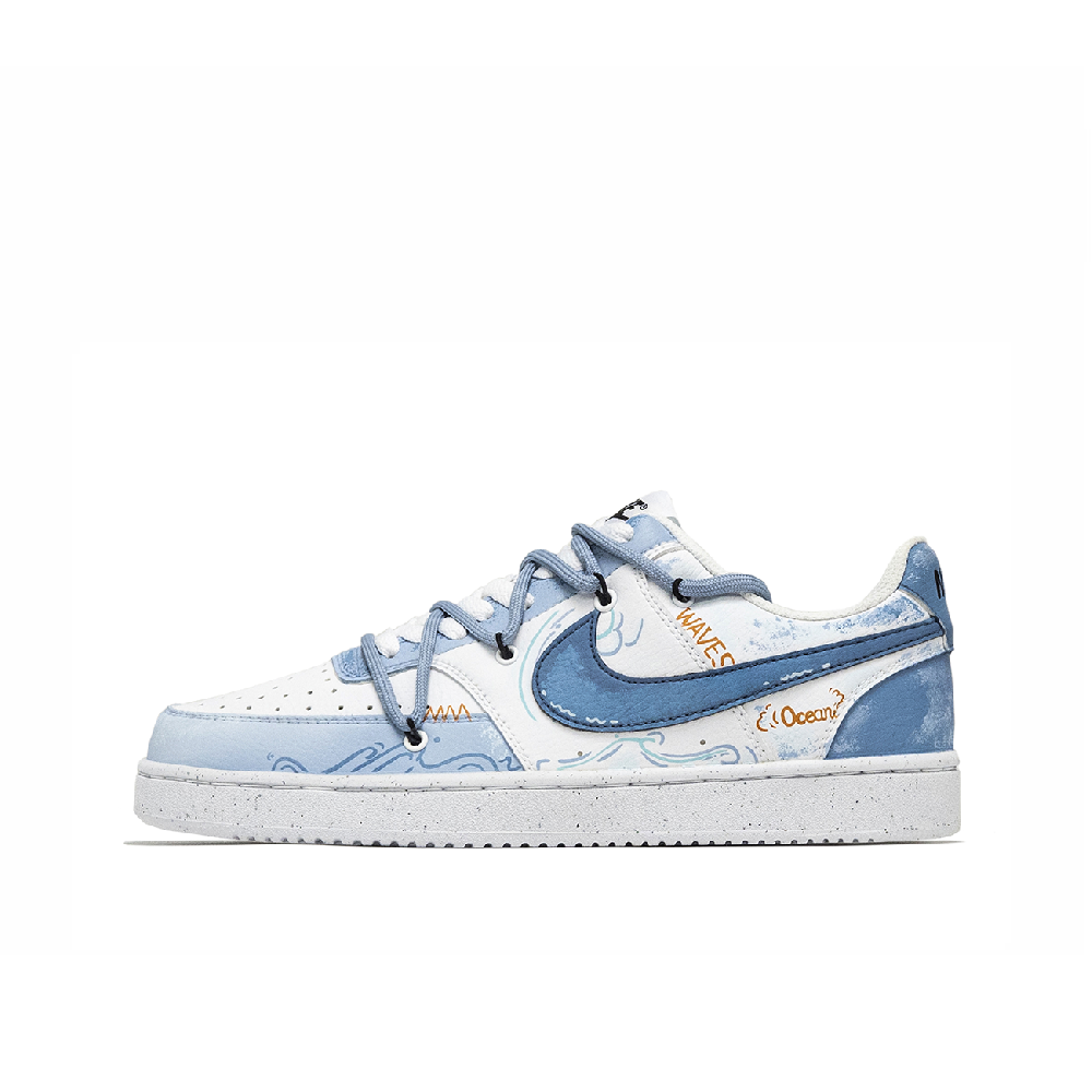 Nike Court Vision 1 Low Top Skateboard Shoes Men's Blue White