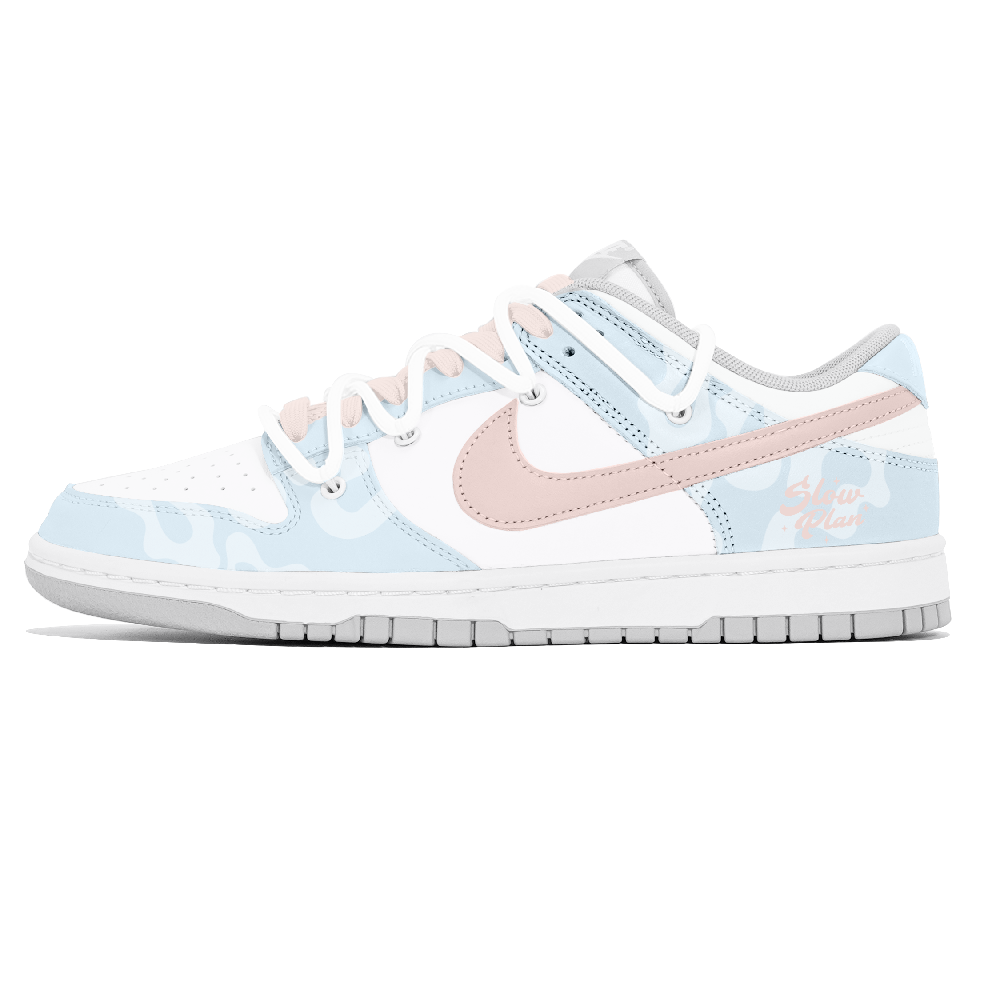 Nike Dunk Abrasion Resistant Low Top Skateboard Shoes Women's Blue Pink