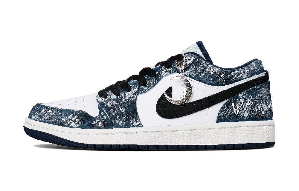 Jordan Air Jordan 1 Vintage Basketball Shoes Men's Low top Black/White/Blue
