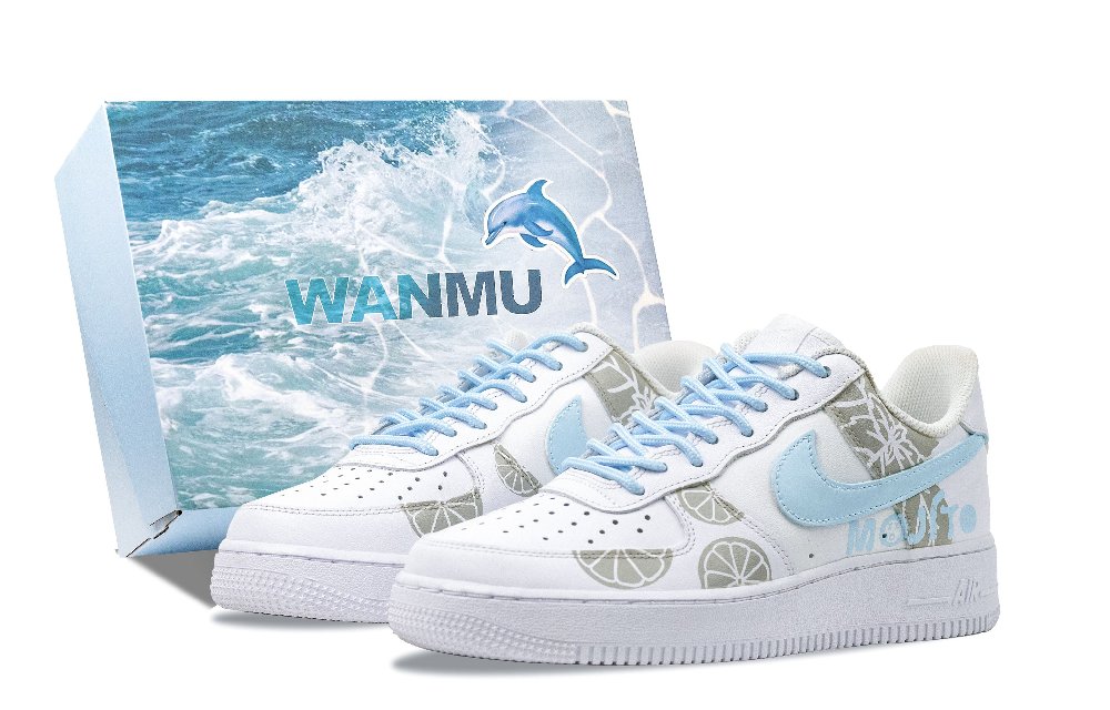 Nike Air Force 1 Summer Of Sea Salt Abrasion Resistant Balance Low Top Skateboard Shoes Men's White Blue