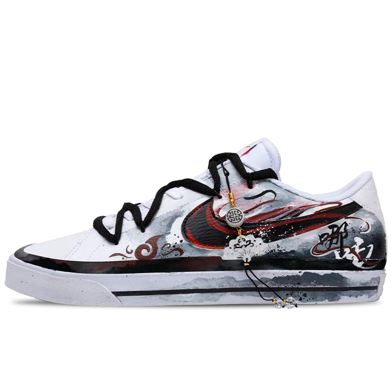Nike Court Legacy The Demon Child Returns Anti Slip Wear Resistant Low Top Skateboard Shoes Men's Black Red