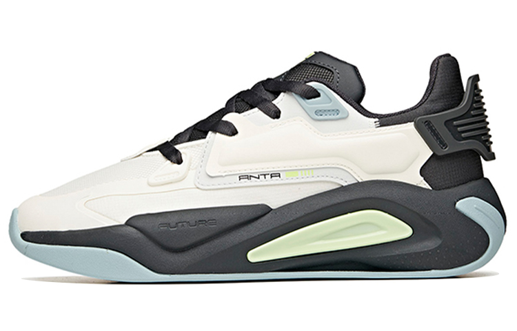 Anta Super Body Slip Resistant Cushioning Abrasion Resistant Low Top Skateboard Shoes White Charcoal Gray