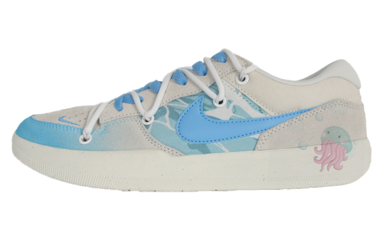 Nike SB Force 58 Slip-Resistant Cushioning Low-Top Skateboard Shoes Unisex White Blue