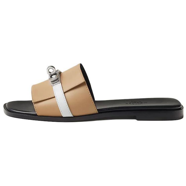 HERMES Giulia Slide Slippers Women's Beige