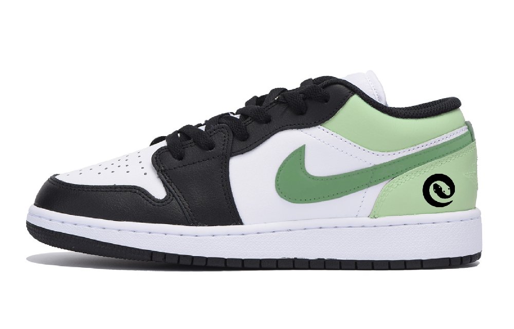 Jordan Air Jordan 1 Puppy Fragment Snake Year Wear-Resistant Low-Top Vintage Basketball Shoes Men's Black