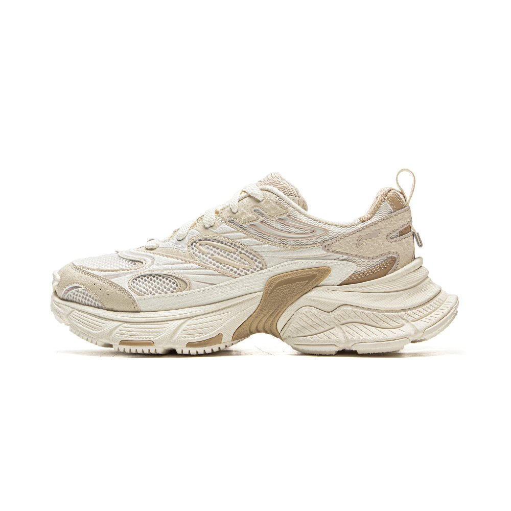 LiNing Star Slip Resistant, Abrasion Resistant, Breathable Low Top Chunky Sneakers Women's Ecru
