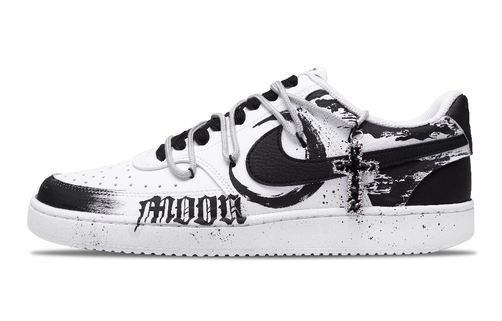 Nike Court Vision 1 Moonlight Knight Anti-Slip Wear-Resistant Low-Top Skateboard Shoes Men's Black White