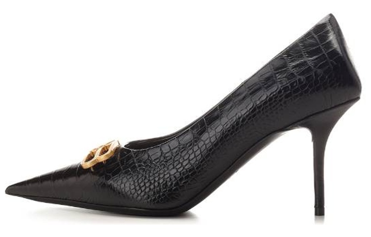 Balenciaga Square Knife Bb Croc Effect Leather Pumps 'Black' Women's