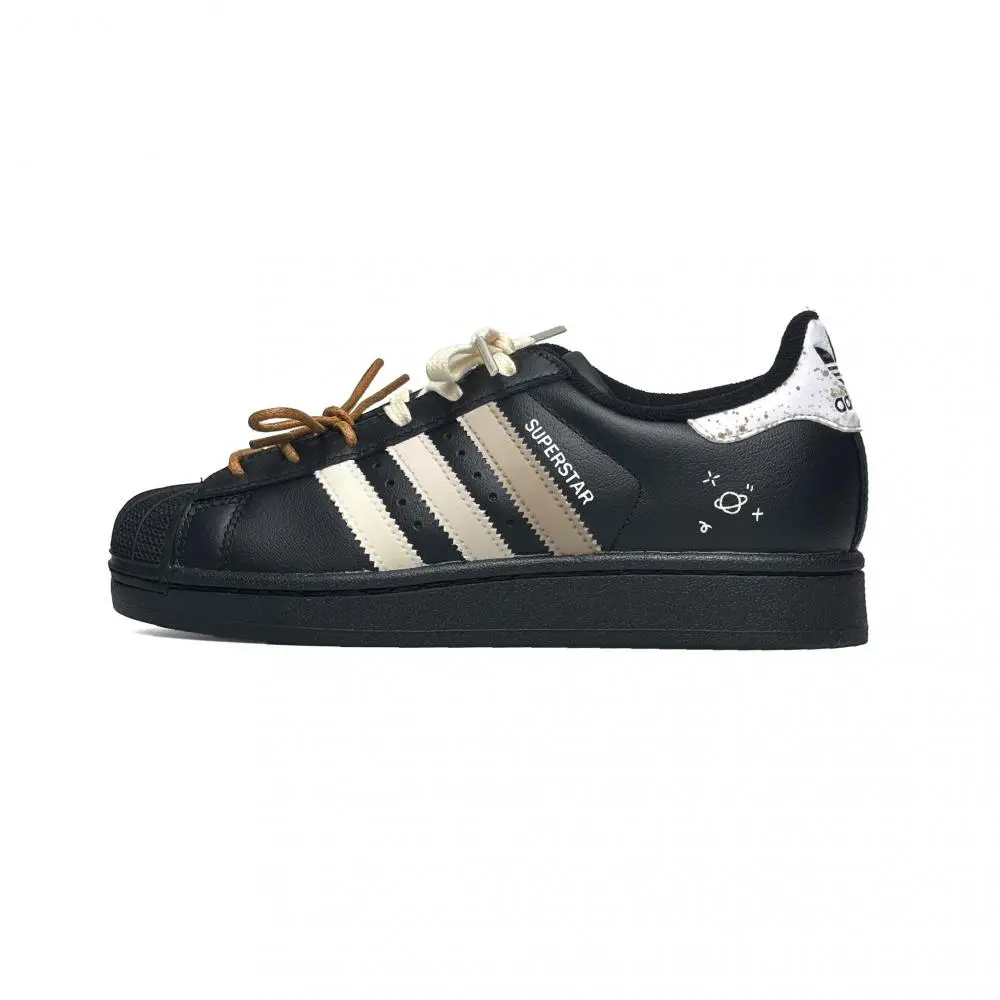 Adidas Originals Superstar 2 Abrasion Resistant Low top Skateboard Shoes Unisex Black Brown