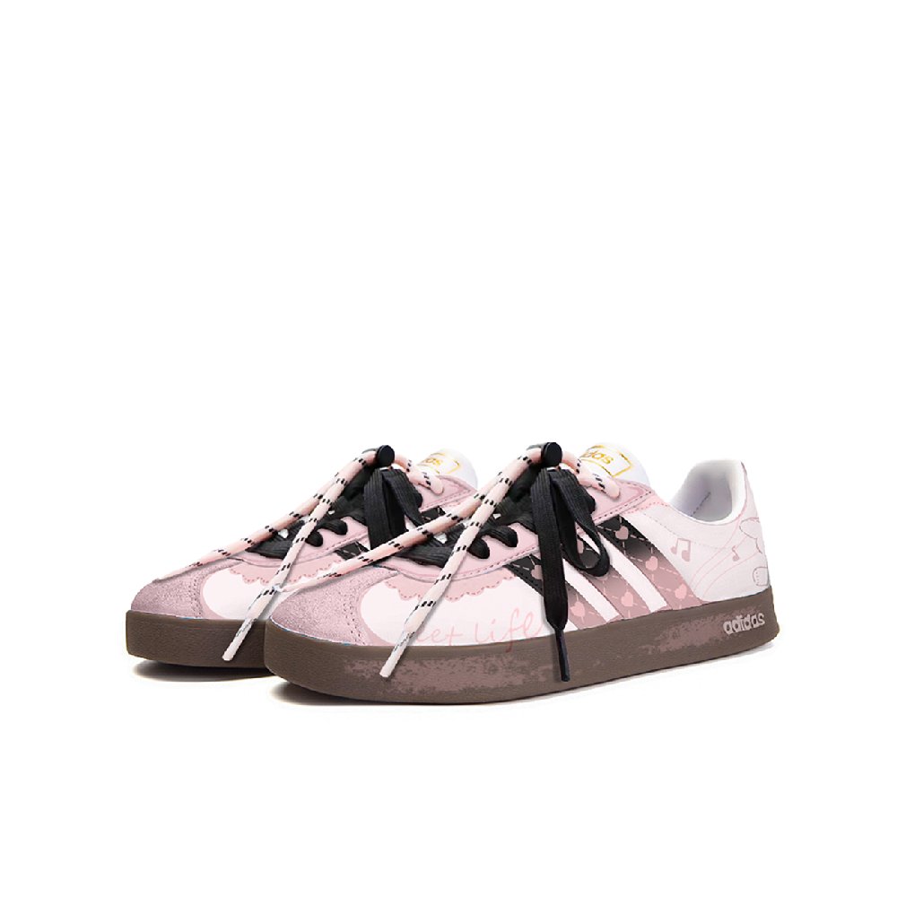 Adidas Neo VL Court 2.0 Freedom Panda, Plush Rabbit Shock Absorbers Low Top Skateboard Shoes Unisex Pink Brown