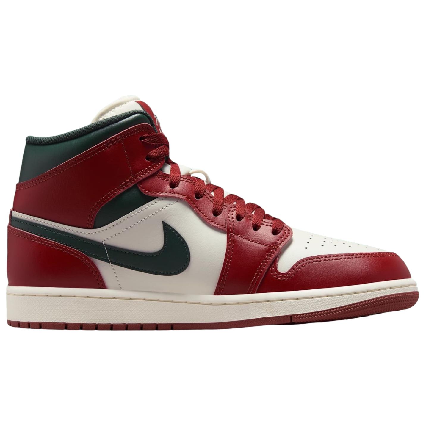 Jordan Air Jordan 1 Mid top Vintage Basketball Shoes Unisex Red White