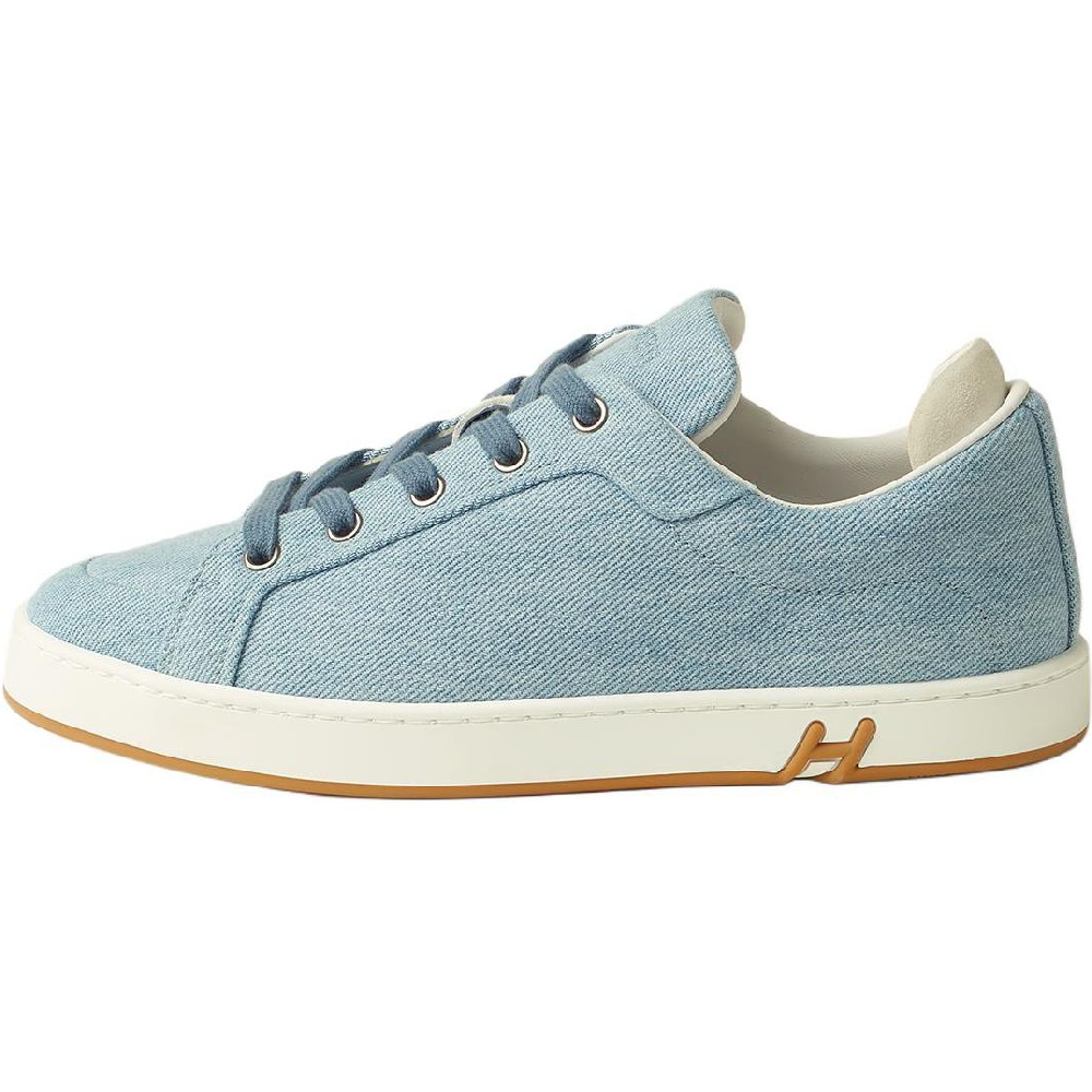 HERMES Kid Low Top Canvas Shoes Women's Blue