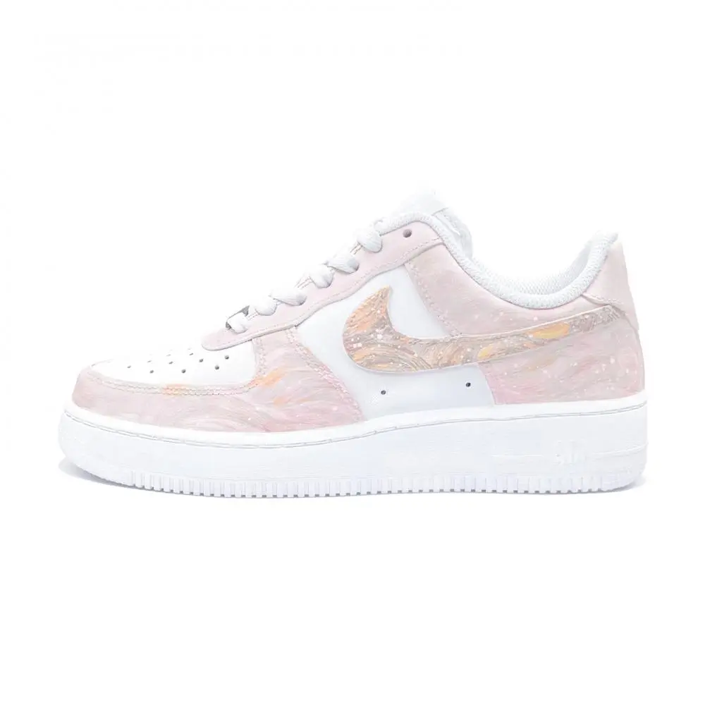 Nike Air Force 1 Planet, First Grade Culture Abrasion Resistant Low top Skateboard Shoes Unisex Leather Pink