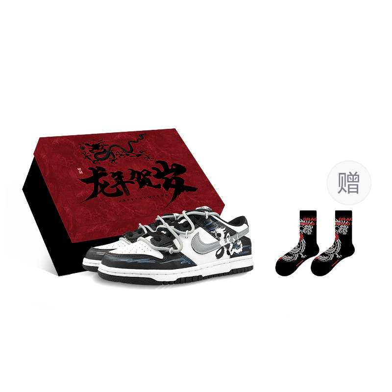 Nike Dunk Low Low-Top Skateboard Shoes Women's Black White Gray