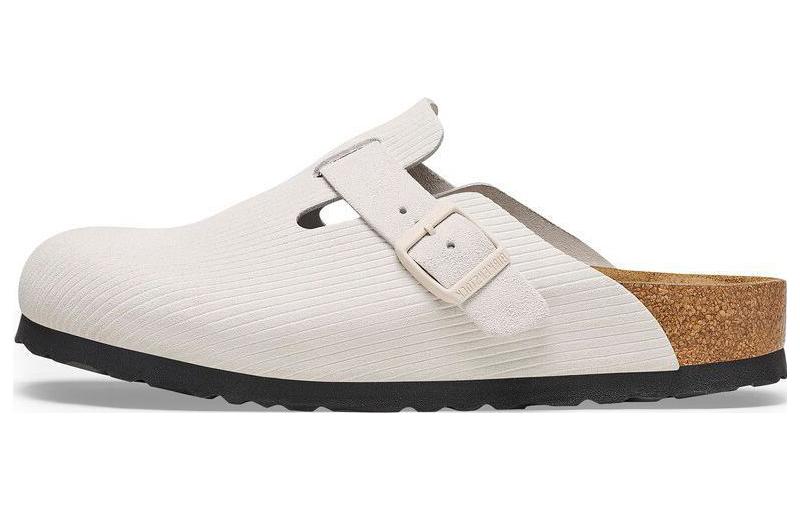 Birkenstock Boston Suede Leather Embossed 'Corduroy Antique White' Women's