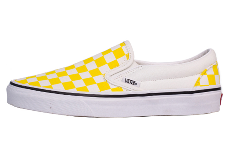Vans Slip on Non slip Lightweight Low Top Canvas Shoes Unisex Yellow White Checkerboard
