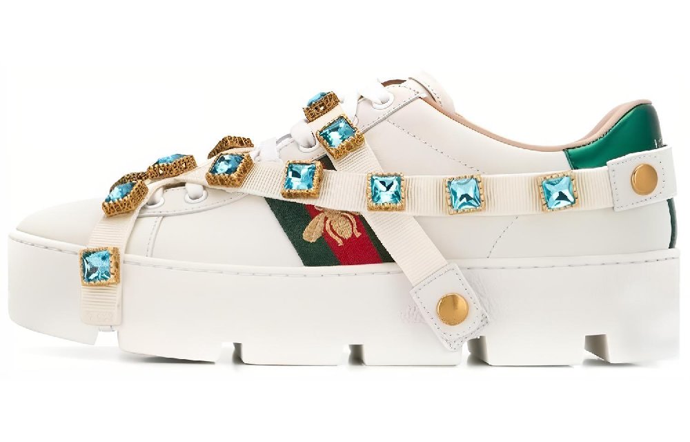 GUCCI Women's Ace Platform 'White Gems' Women's