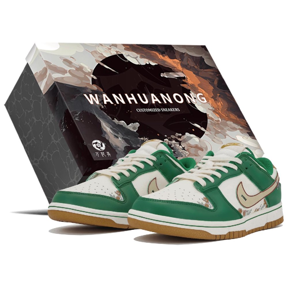 Nike Dunk Low-Top Skateboard Shoes Women's White Green