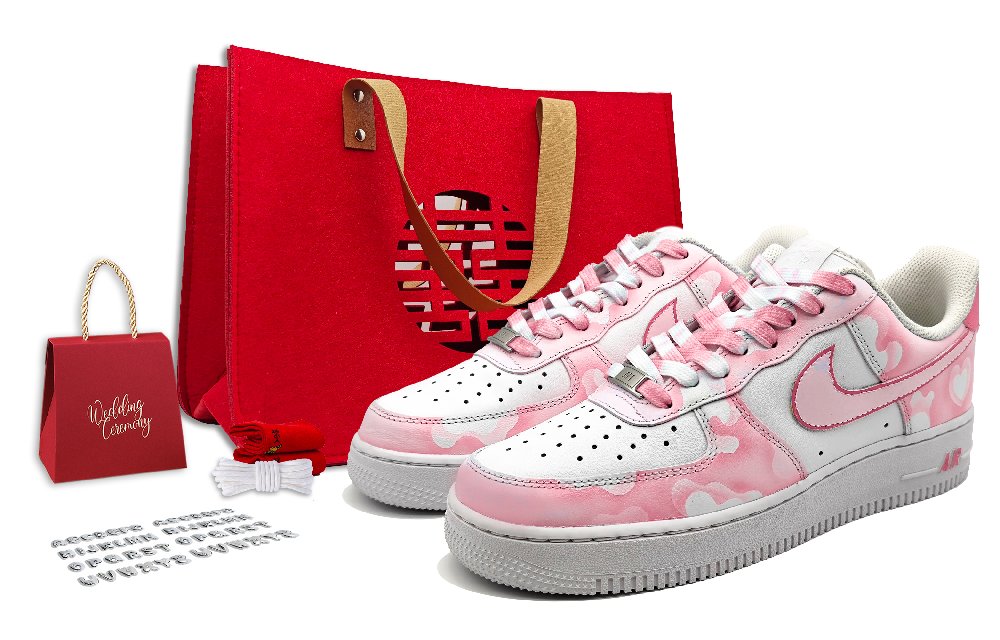 Nike Air Force 1 Slip-Resistant Cushioning Wear-Resistant Low-Top Skateboard Shoes Women's Pink White