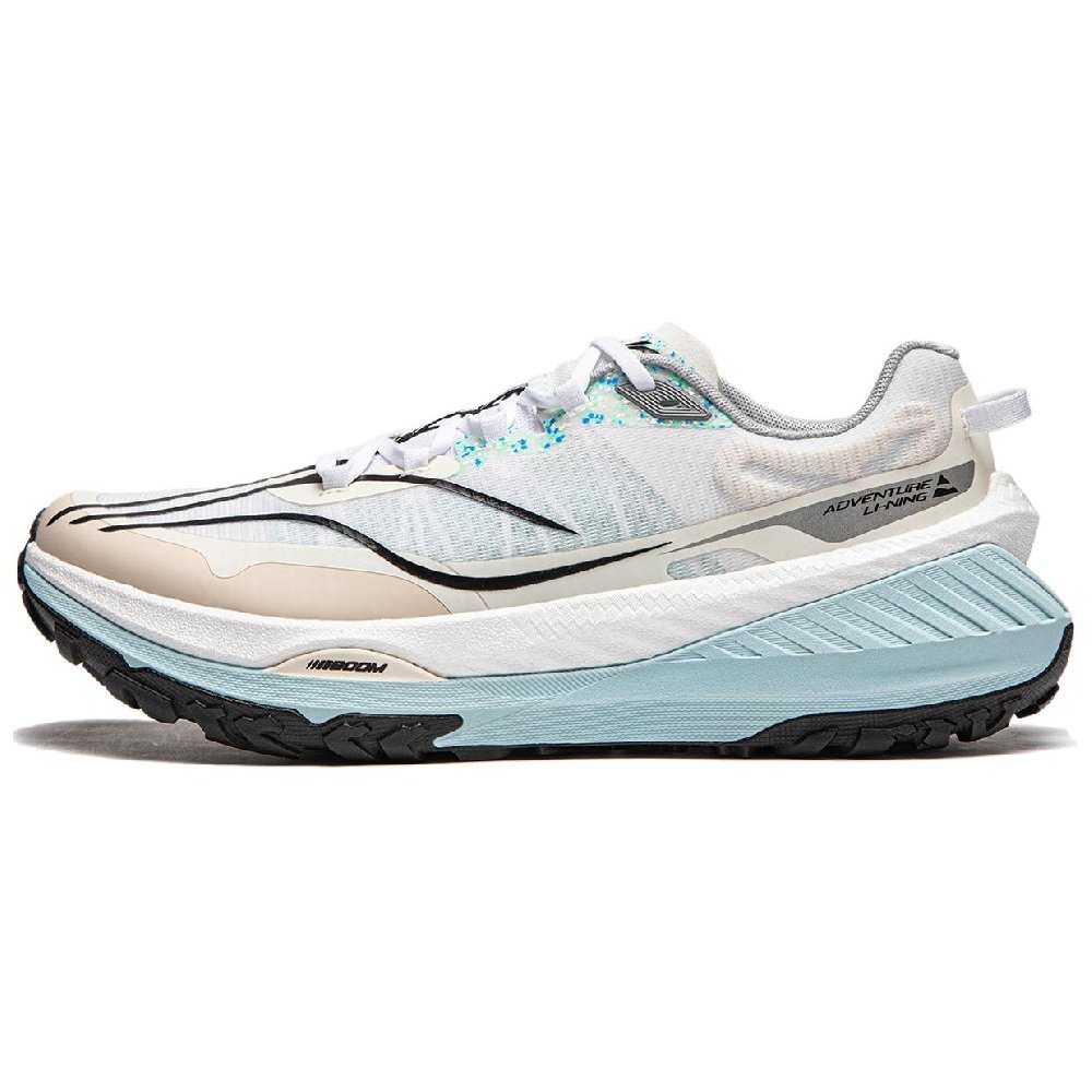 LiNing Cushioning Slip Resistant Abrasion Resistant Support Rebound Low Top Casual Running Shoes Men's Ecru