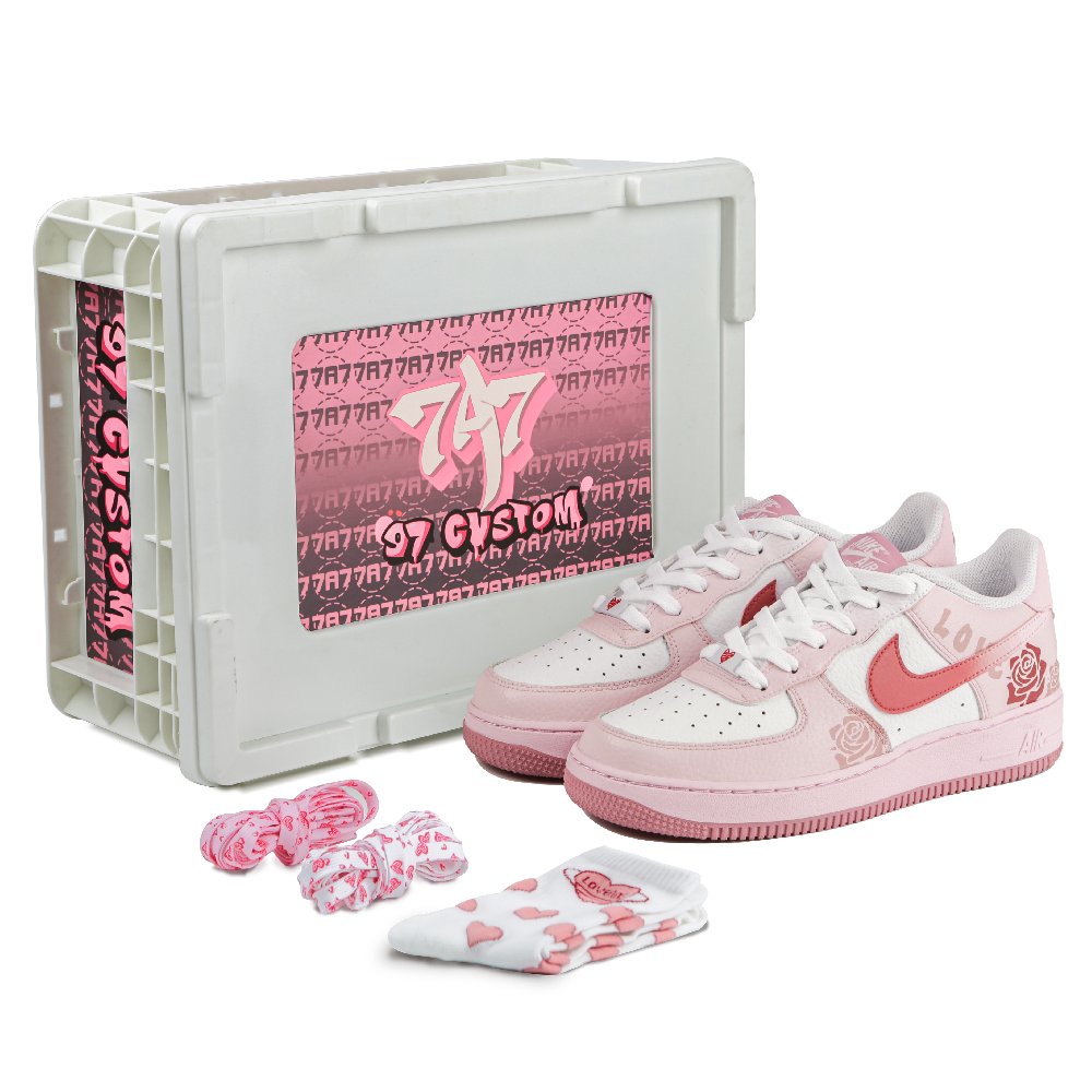 Nike Air Force 1 Low-Top Skateboard Shoes GS White Pink