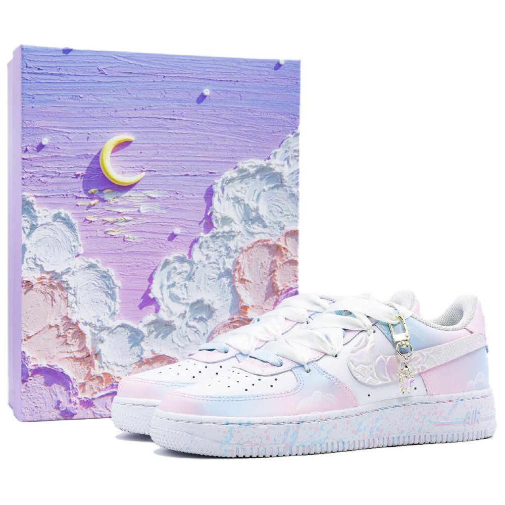 Nike Air Force 1 Anti Slip Wear Resistant Low Top Skateboard Shoes Unisex Blue Pink