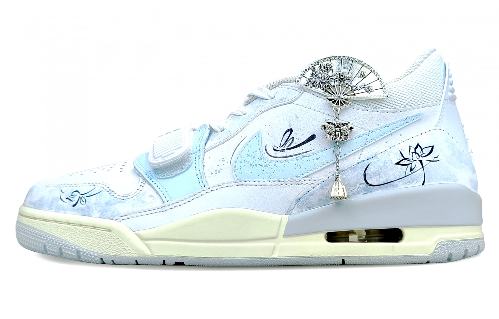 Jordan Legacy 312 Cushioned Wear-Resistant Slip-Resistant Low-Top Vintage Basketball Shoes Men's Light Blue