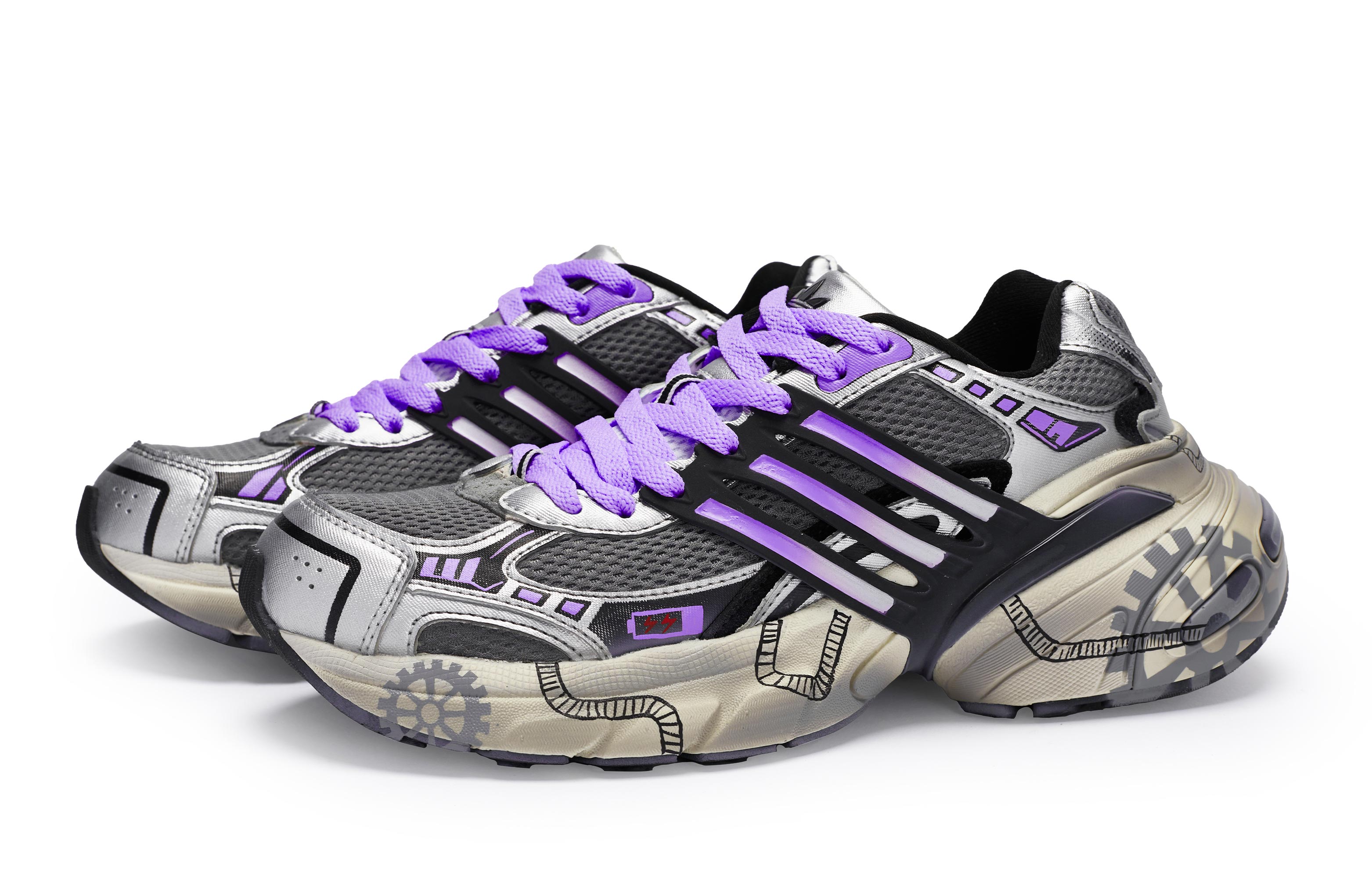 Adidas Originals ADISTAR XLG Anti Slip Wear Resistant Low Top Casual Shoes Unisex Gray Silver Purple купить в интернет-магазине Yoocart с быстрой доставкой по России.