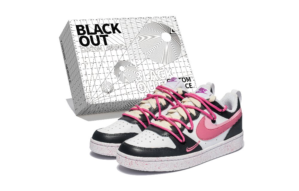 Nike Court Borough Low-Top Skateboard Shoes Women's Black White Pink