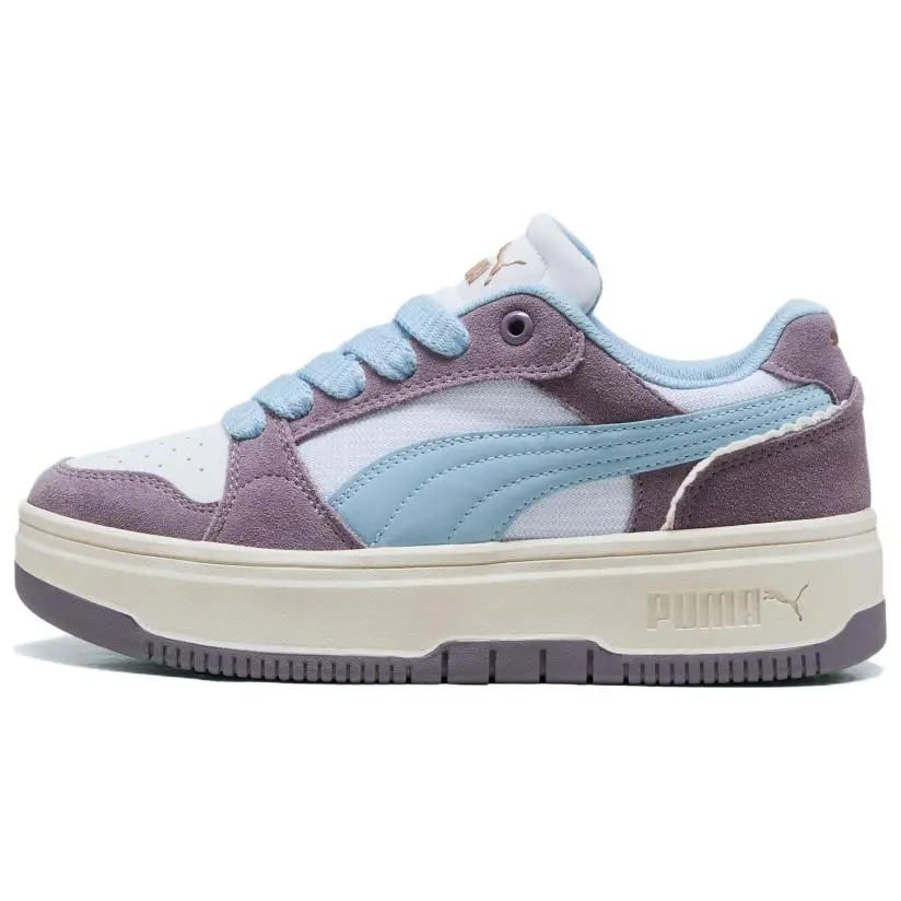 PUMA REBOUND Breathable Low Top Skateboard Shoes Women's White Blue
