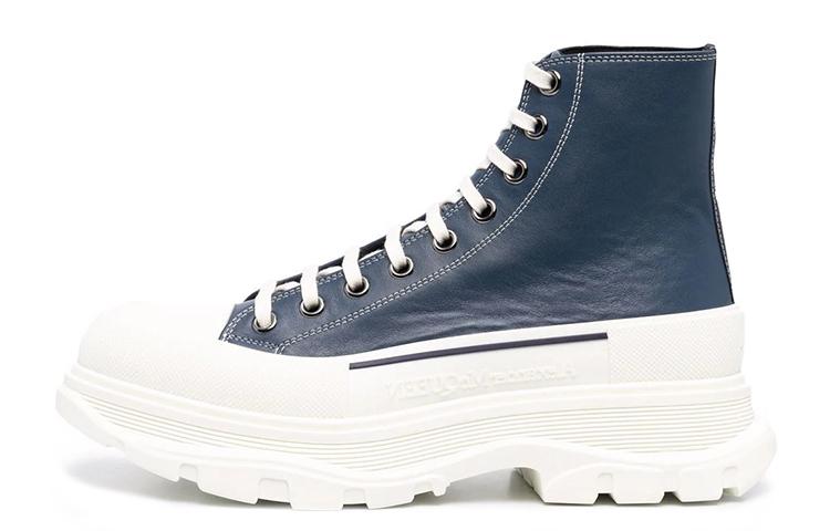 Alexander McQueen Tread Slick Lace Up Boot 'Navy Leather'